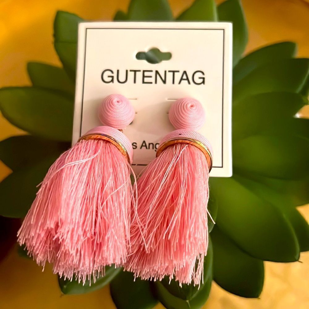 Flirty Boho Chic Blush Pink Fringe Earrings